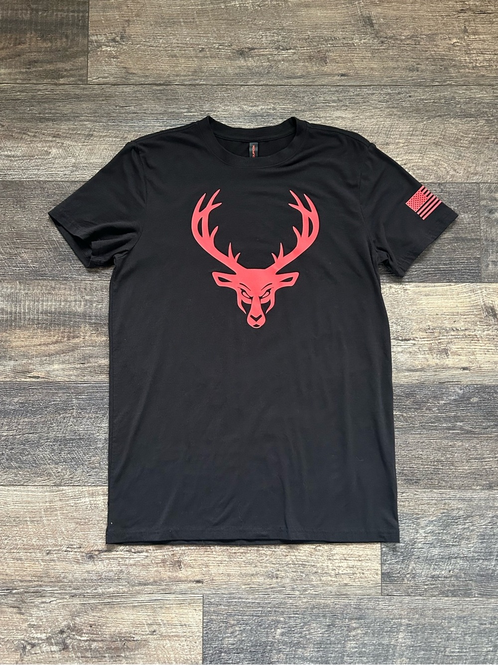 Bucked Up Deer Logo T-Shirt Black Red Graphic Gym Hunting Streetwear Mens Sz M